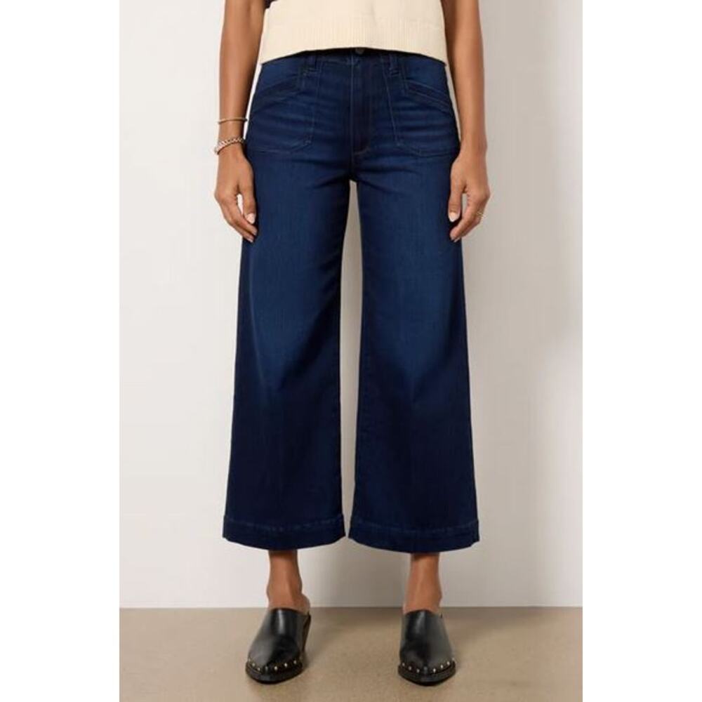PAIGE Anessa Dark Indigo Wide Leg Cropped Jeans - fit like 29 or 30
